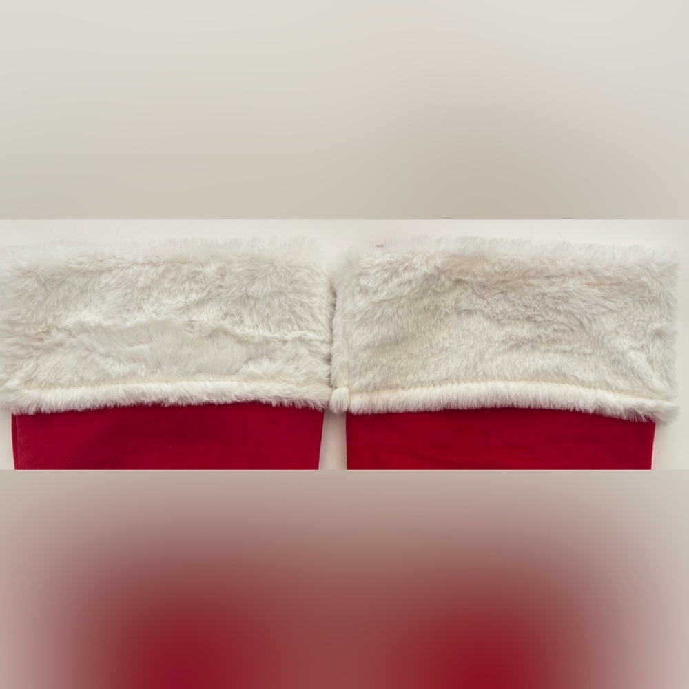 Faux fur and red Christmas stockings 2 total NEW NWT - Picture 5 of 9